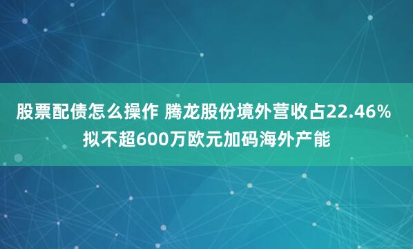 股票配债怎么操作 腾龙股份境外营收占22.46% 拟不超600万欧元加码海外产能